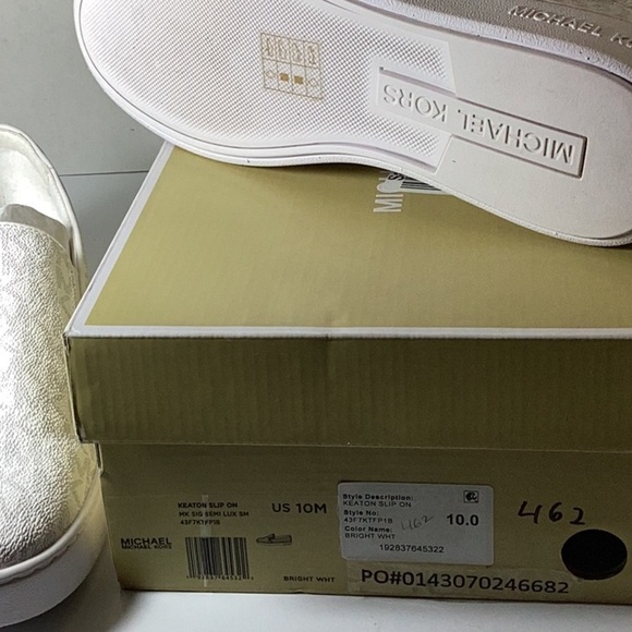 MICHAEL Michael Kors Keaton Slip-On (White Mini MK Logo Coated Canvas/Nappa) - Picture 14 of 16